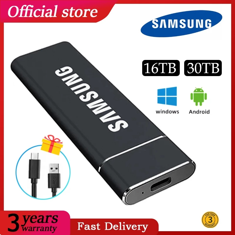 Samsung SSD storage hard disk external 2tb 4tb 8tb 16tb 30tb Portable  Memory stick hard drive for laptop/PC【Local stock】