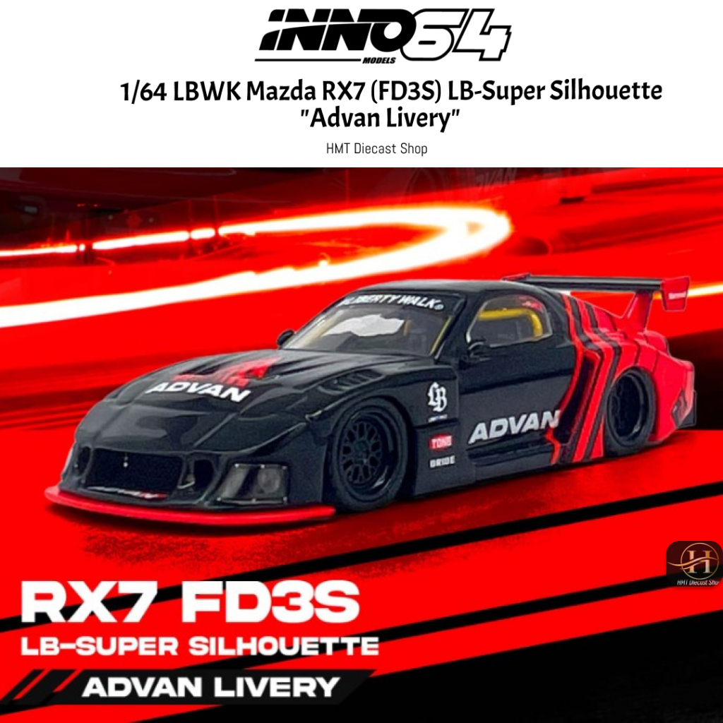 (READY STOCK) INNO64 1/64 LBWK Mazda RX7 (FD3S) LB-Super Silhouette ...
