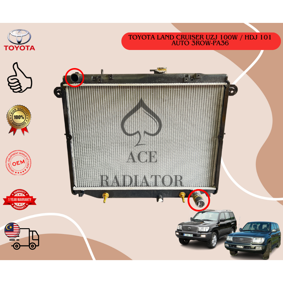 TOYOTA LAND CRUISER UZJ 100W / HDJ 101 OEM RADIATOR ASSY Auto 3row-PA36 ...