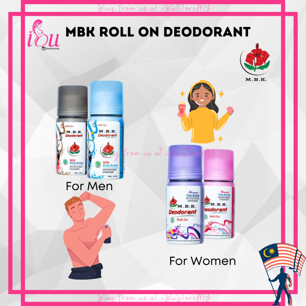 MBK Deodorant Roll On 40ml M.B.K Body Odor Eliminating Deodorant Anti ...