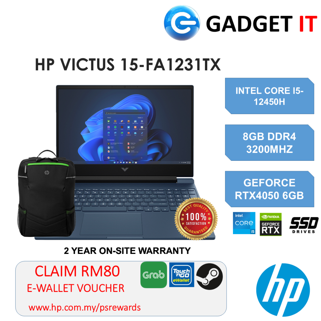 HP VICTUS 15-FA1231TX / 15-FA1232TX GAMING LAPTOP (i5-12450H,8GB,512GB ...