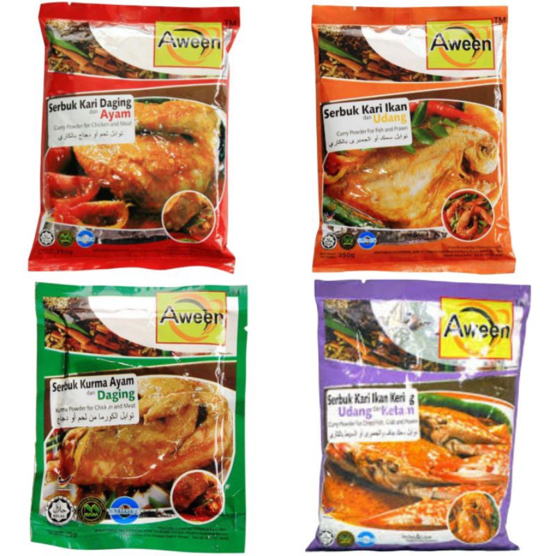 AWEEN/Serbuk Rempah Kari Daging,ikan,ikan kering,& korma/250gm | Shopee ...