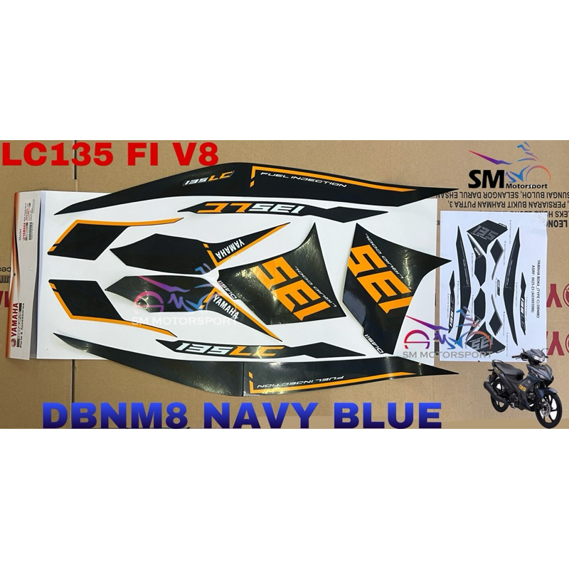 LC135 V8 FI BODY COVER SET DBNMD BLUE WITH STRIPE YAMAHA 100