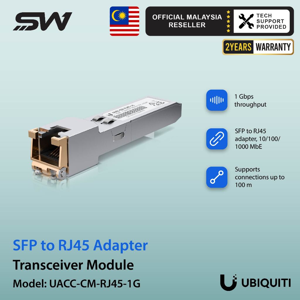 Ubiquiti UACC-CM-RJ45 - SFP to RJ45 transceiver that supports 1G ...