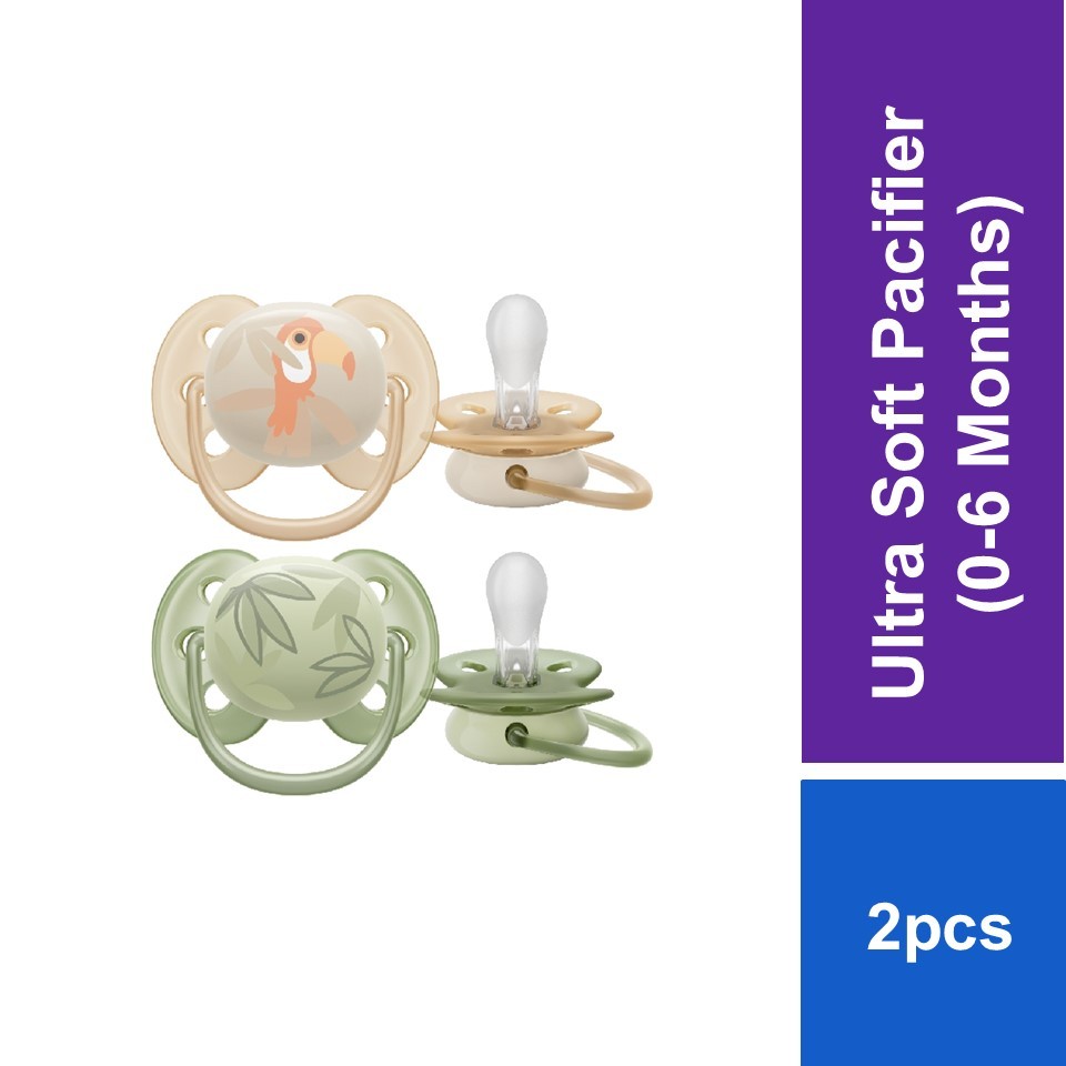 [New] Philips Avent Ultra Soft Pacifier 0-6m (Parrot/Leave x 2 pcs ...