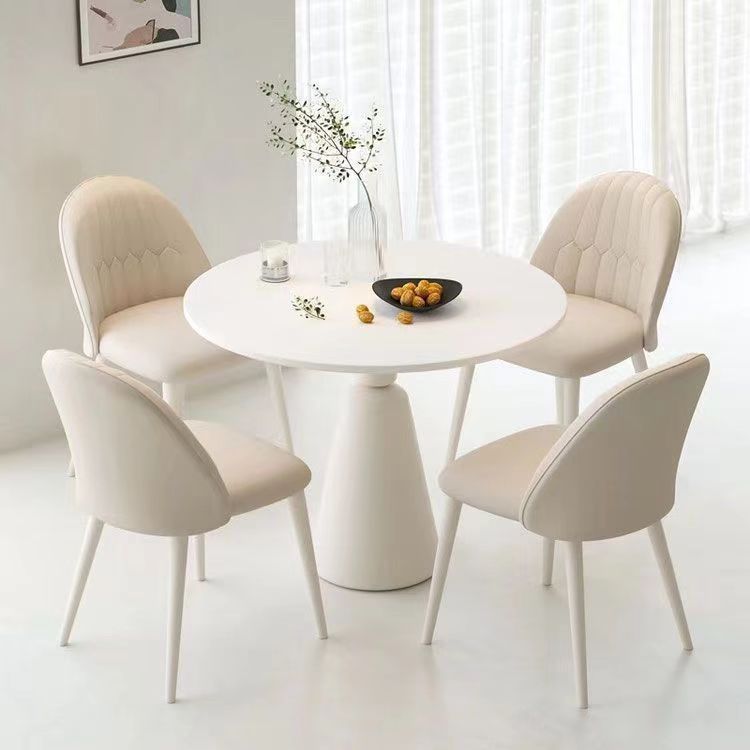 Modern Light Luxury Slate Dining Table Round Cream Style Small ...