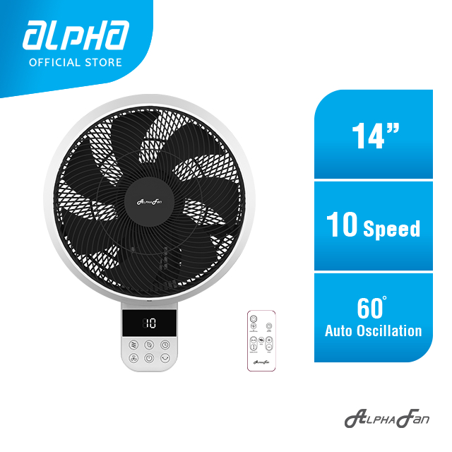 ALPHA Motto WF B32 Wall Fan with 7 Blades 10 Speed Remote (14 ...