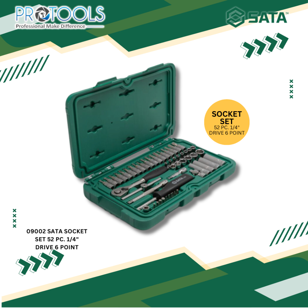 SATA 09002 52PCS TOOLS DRIVE 1/4" 6 PT METRIC SOCKET TOOL BOX SET | DR ...
