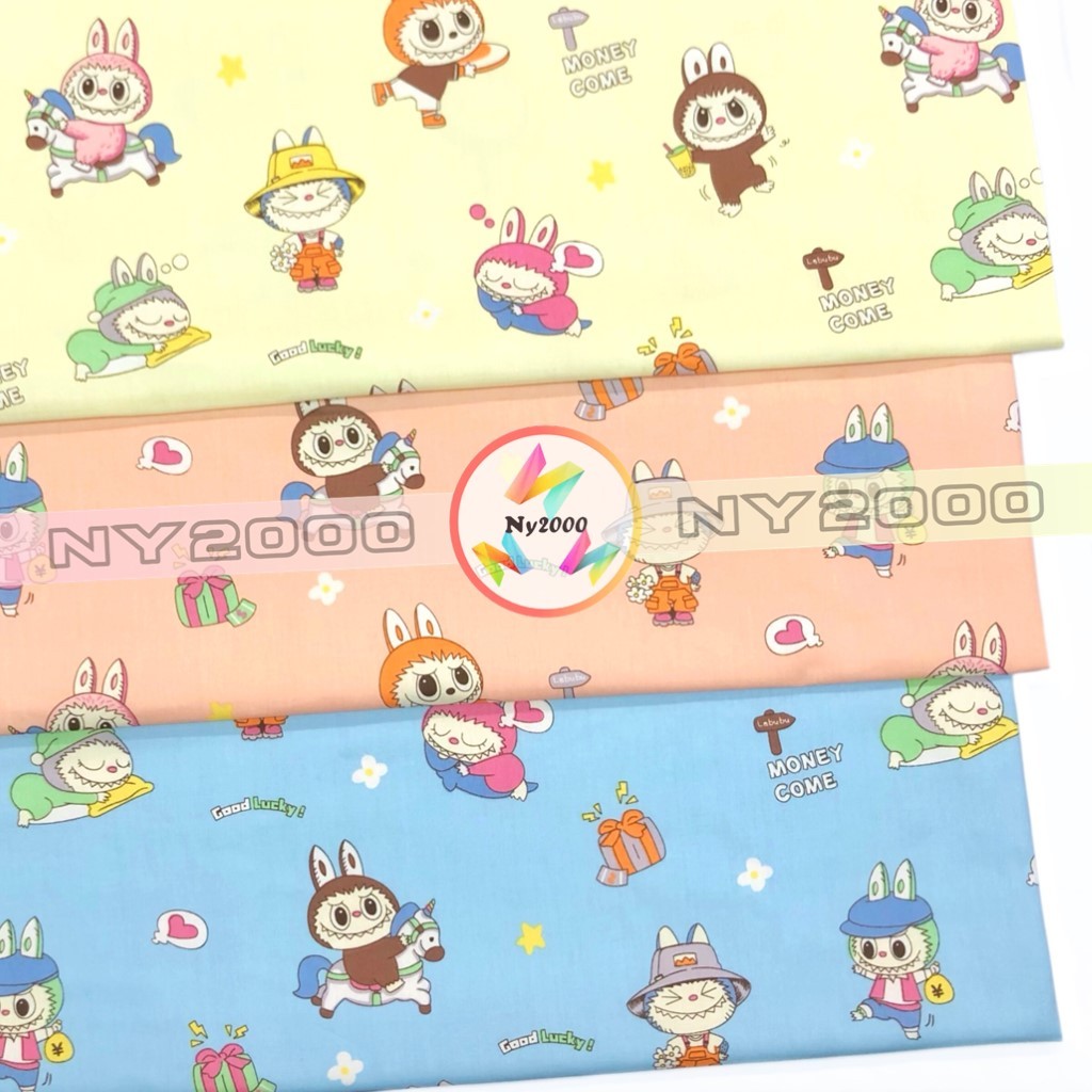 Labubu Cartoon Printed 100% Comb Cotton Twill Woven Fabric (60 inch ...