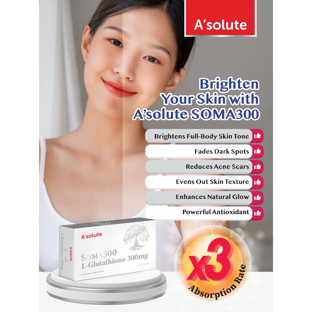 Asolute Soma 300 300mg L-Glutathione Plus for Skin Whitening (30s ...