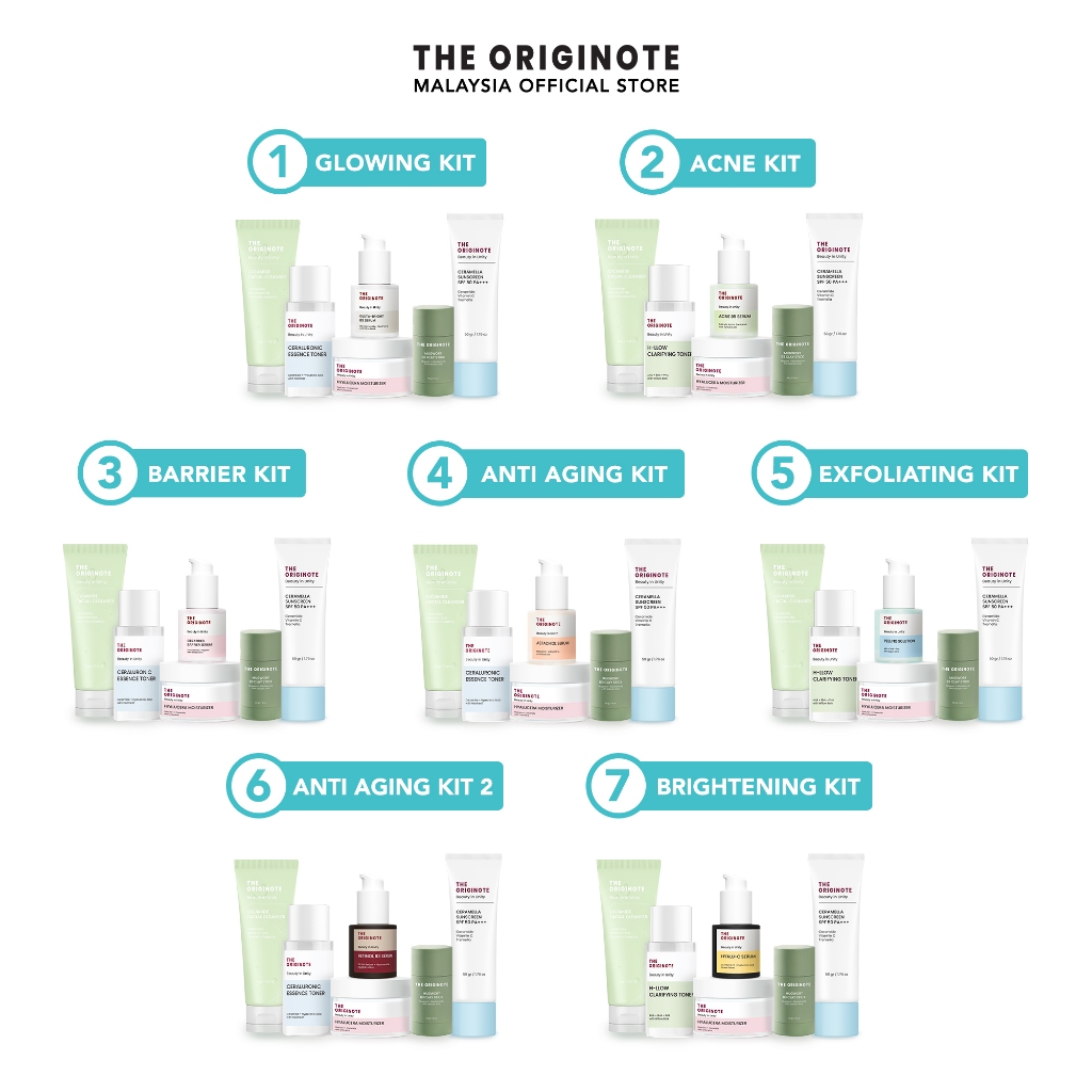 The Originote Special Bundle In The Originote Kit Facial Wash Toner Serum Sunscreen Claystick