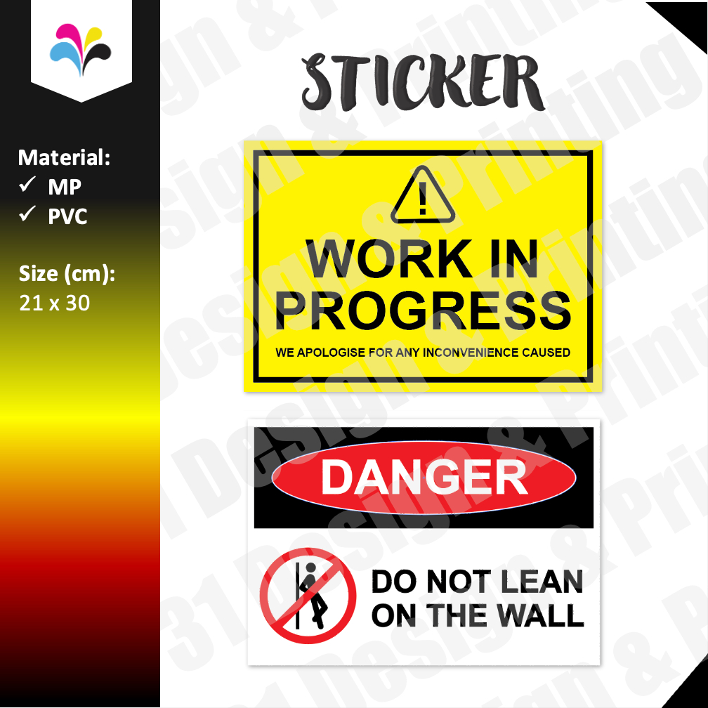 Construction label sticker Work in progress We apologise for any ...
