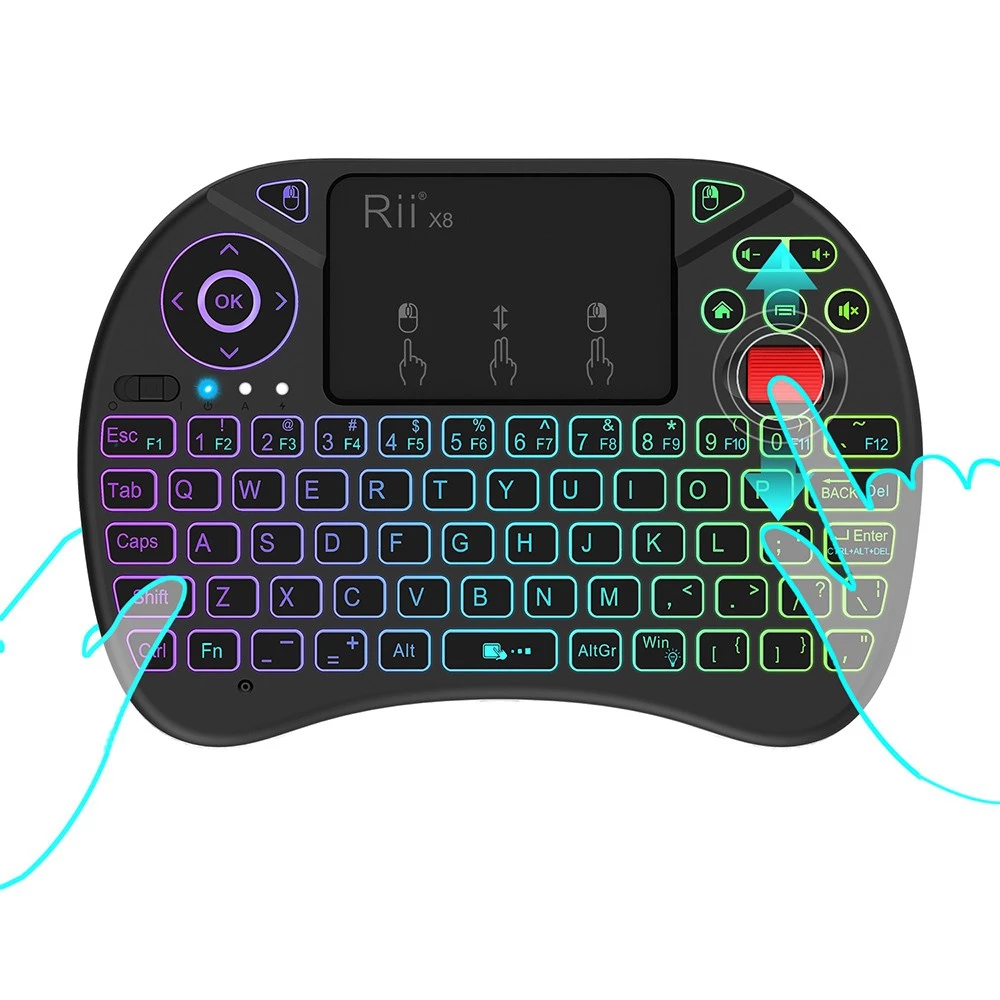 Rii X8 / i8+ LED Backlight Mini Wireless 2.4GHz Keyboard with Touchpad ...