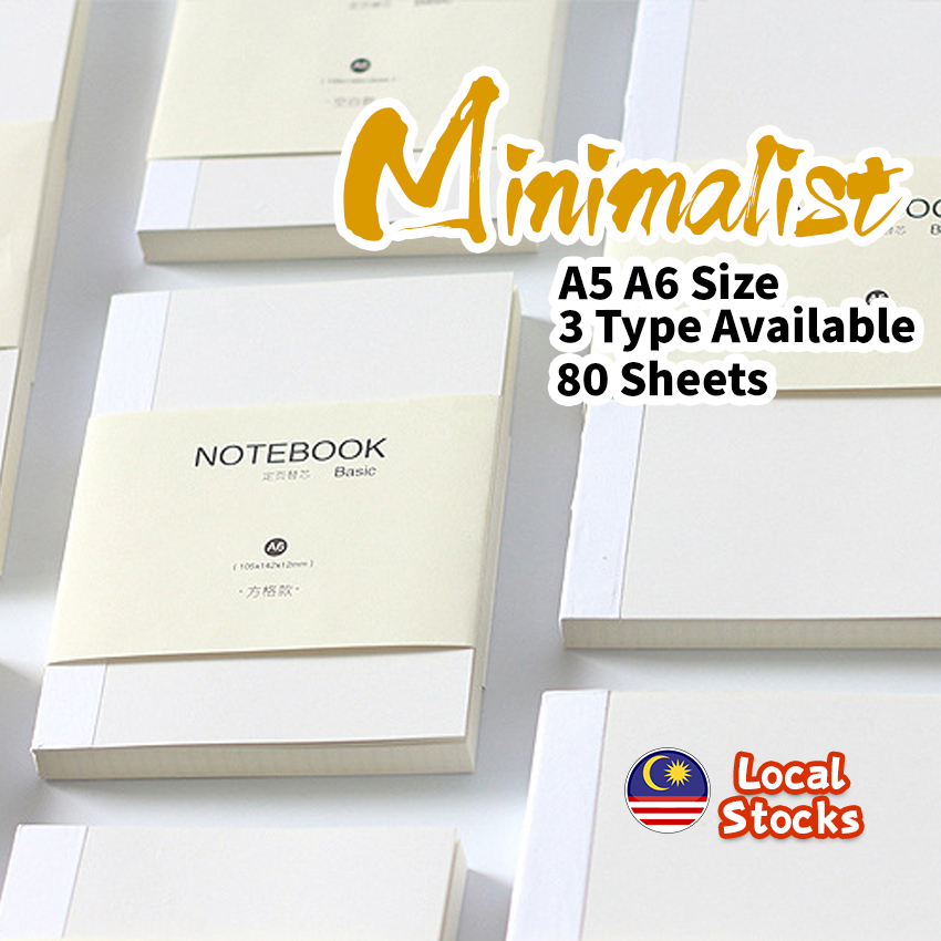 80 Sheets A5 A6 Japan Style Blank Grid Horizontal Line Notebook Planner ...