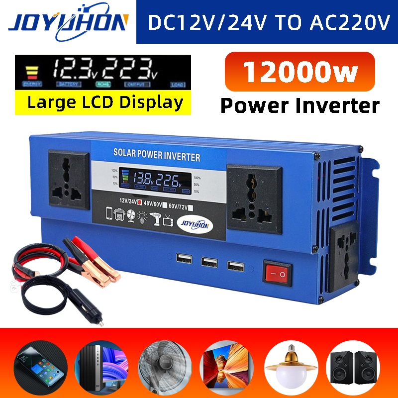 JOYUHON 12000W Car Power Inverter DC 12V/24V TO AC 220V Solar Inverter ...