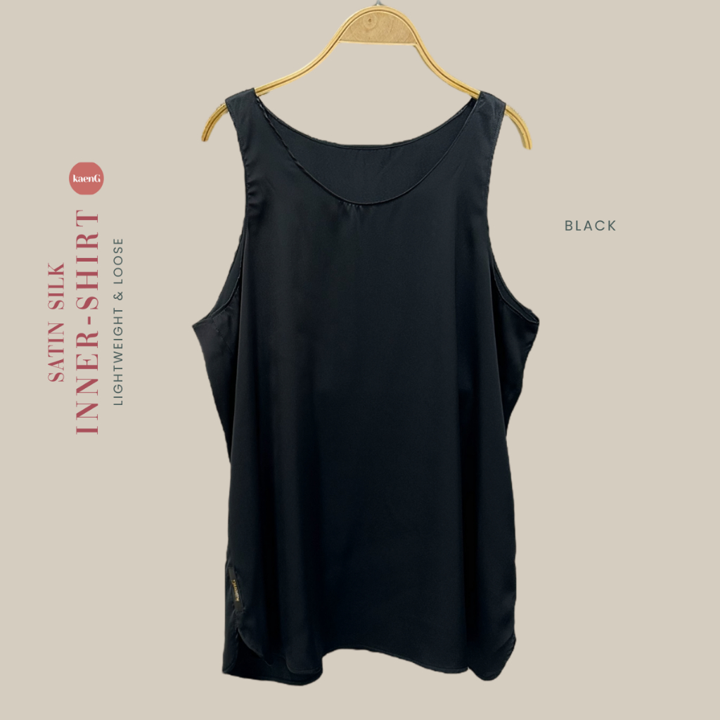 kaenG BLACK Satin Silk Inner Camisole Muslimah | Tak Melekat Anti ...