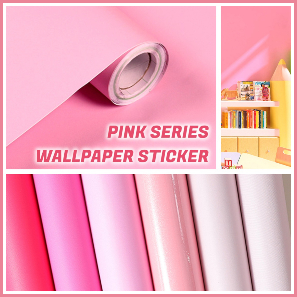 [Pink Wallpaper 🔥] Pink Color Glossy Matte Design Kitchen Cabinet PVC ...