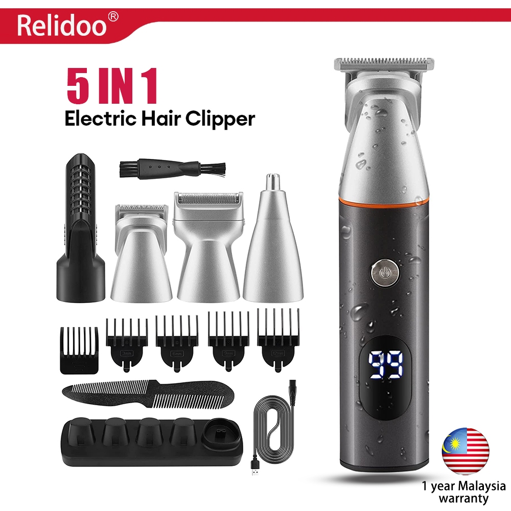 5 in 1 Hair Clipper Electric Hair trimmer for whole body Mesin Gunting ...