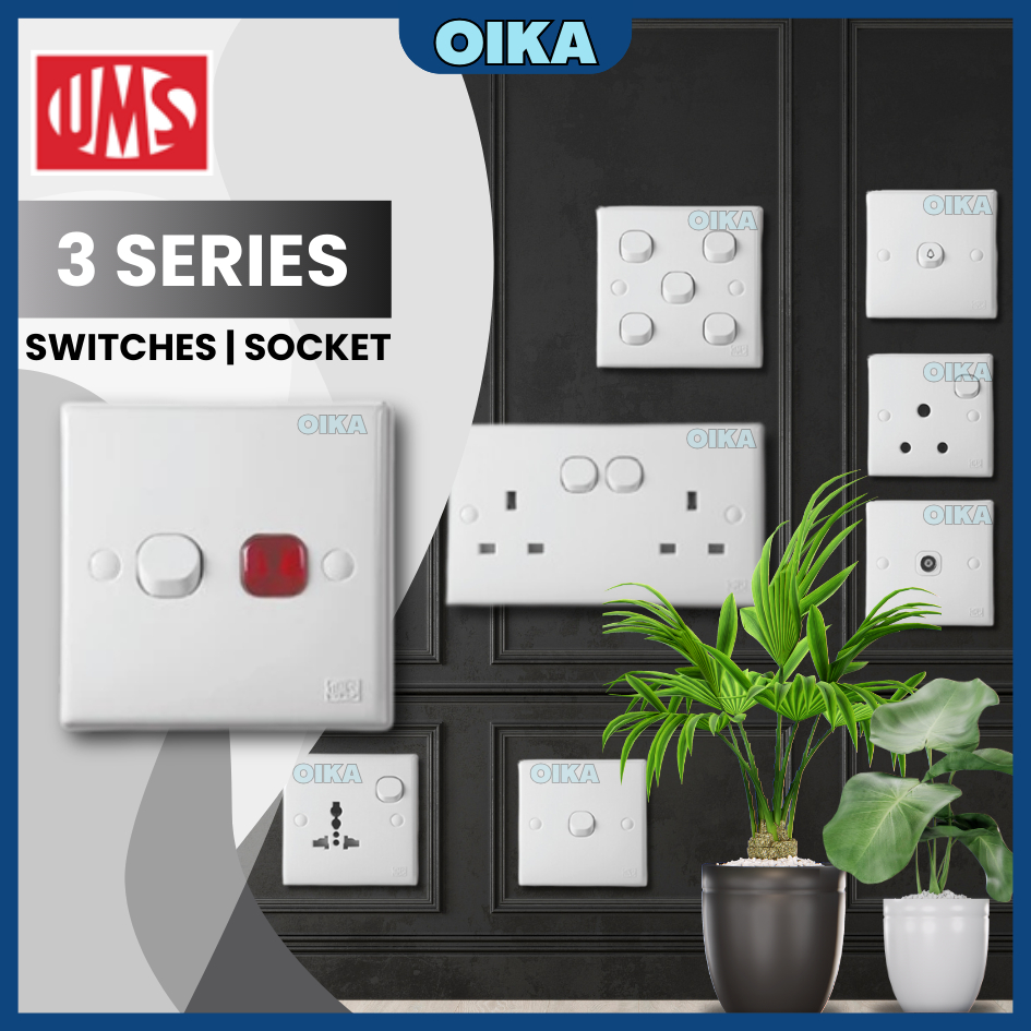[READY STOCK] UMS 3 SERIES Switches Socket Outlet Wall Plug (SIRIM, JKR ...