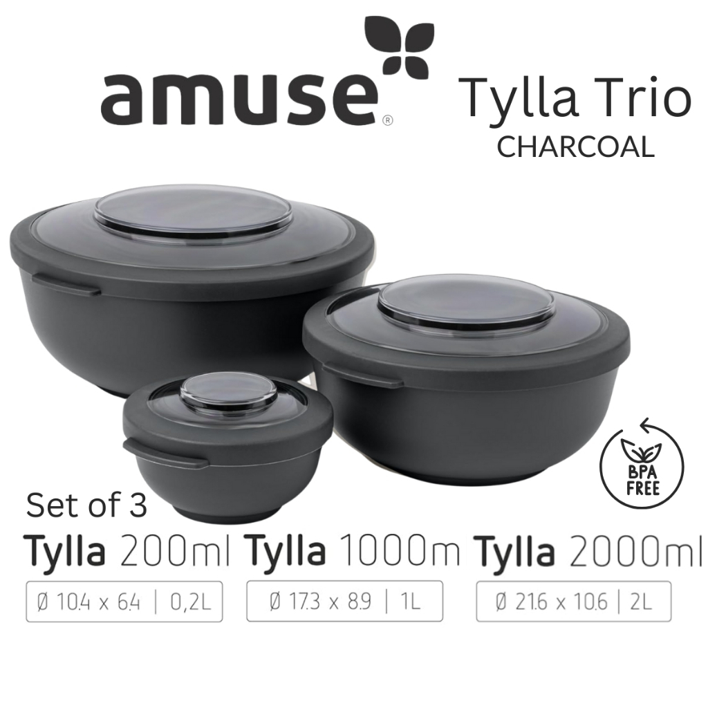 Amuse Tylla Trio Set of 3 Bowl Food Storage Containers with Lid as ...