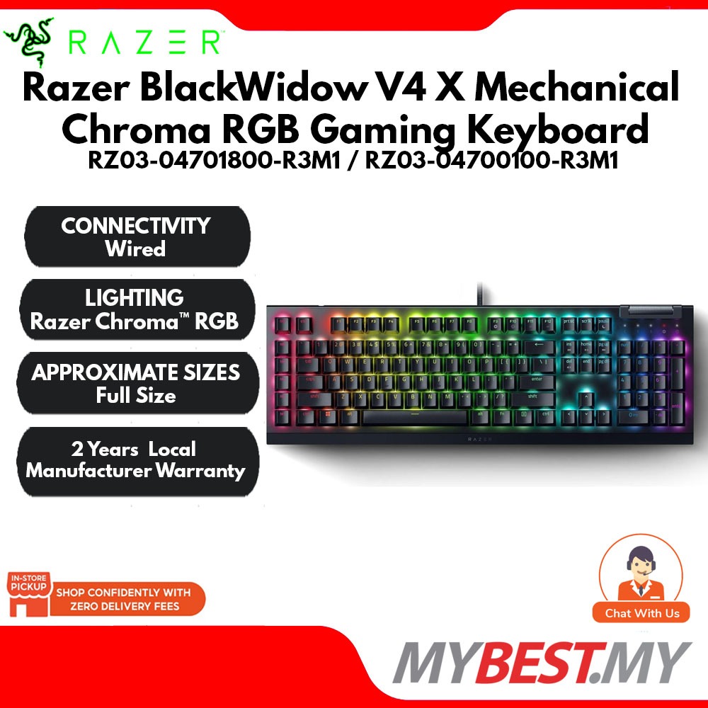 Razer BlackWidow V4 X Mechanical Full Size Chroma RGB Gaming Keyboard ...