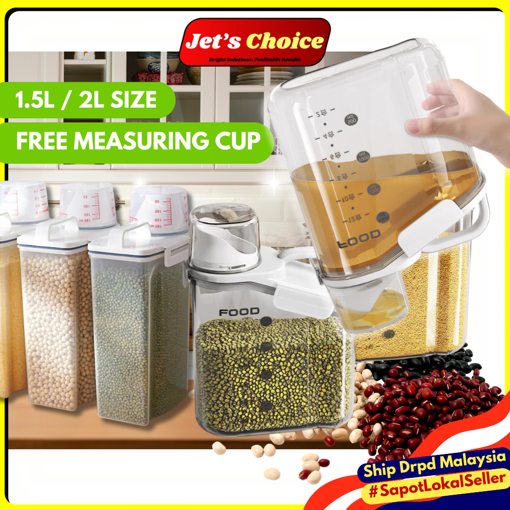 (𝟭.𝟱𝗟/𝟮𝗟) Sealed Multigrain Food Containers Storage Cereal Container ...