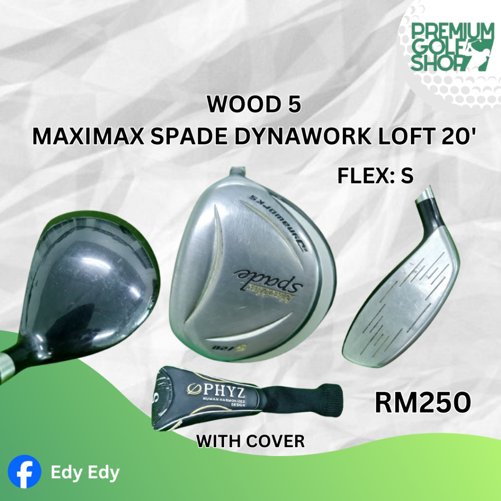 Dynaworks Maximax Spade 20° 5 Wood Regular Graphite Shaft Works Grip Dynaworks Maximax Spade 20° 5 Wood Regular Graphite Shaft Works Grip