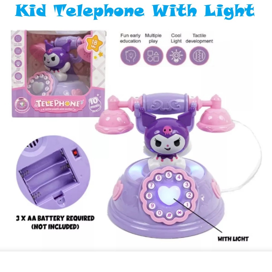 Ready Stock Telephone Toys With Light And Songs Kuromi Phone Mainan ...