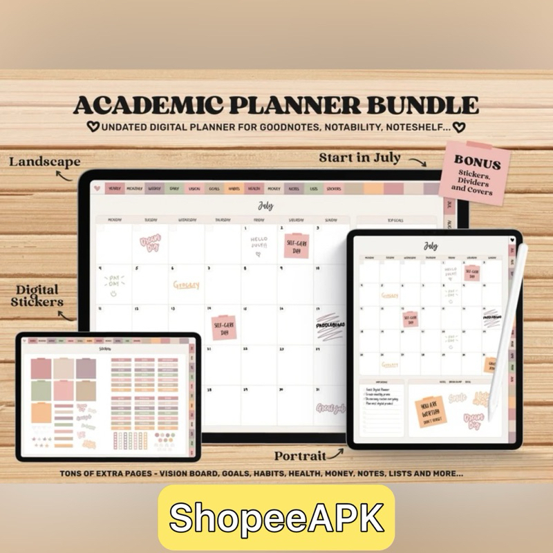 Academic Planner 2024 2025 Mid Year Digital Planner Bundle Undated ...