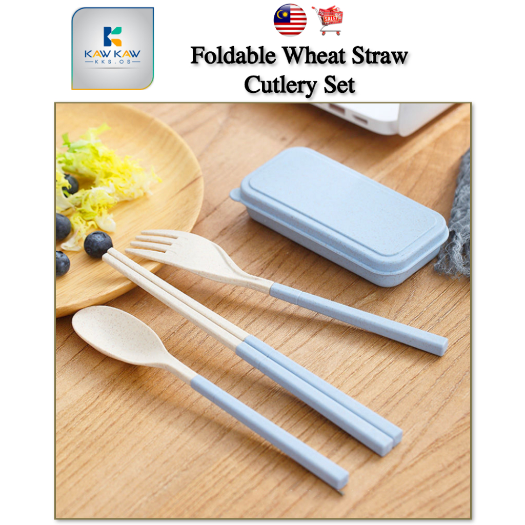 𝐊𝐊𝐒 𝐅𝐨𝐥𝐝𝐚𝐛𝐥𝐞 𝐖𝐡𝐞𝐚𝐭 𝐒𝐭𝐫𝐚𝐰 𝐂𝐮𝐭𝐥𝐞𝐫𝐲 𝐒𝐞𝐭 🚚 Eco-Friendly Portable Spoon Fork ...