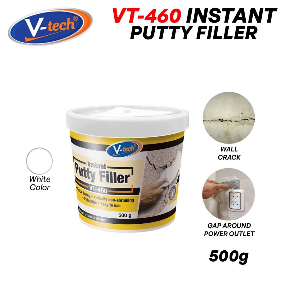 V-Tech VT-460 Instant Putty Filler Wall Crack 500g & 1.5kg - Putih ...