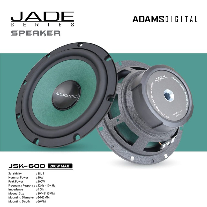 ADAMS DIGITAL LATEST MODEL JADE SERIES 6.5” MIDBASS SPEAKER JSK-600 100 ...
