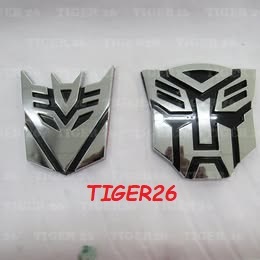 Purchase 2X Silver Transformers Autobot Car Chrome Metal Side Trunk Badge Sticker Emblem in Good