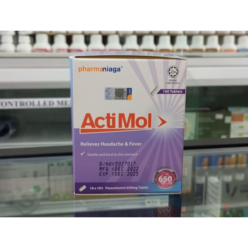ACTIMOL Paracetamol 500MG & 650MG Tablets 10 X 10's (100 Tablets ...