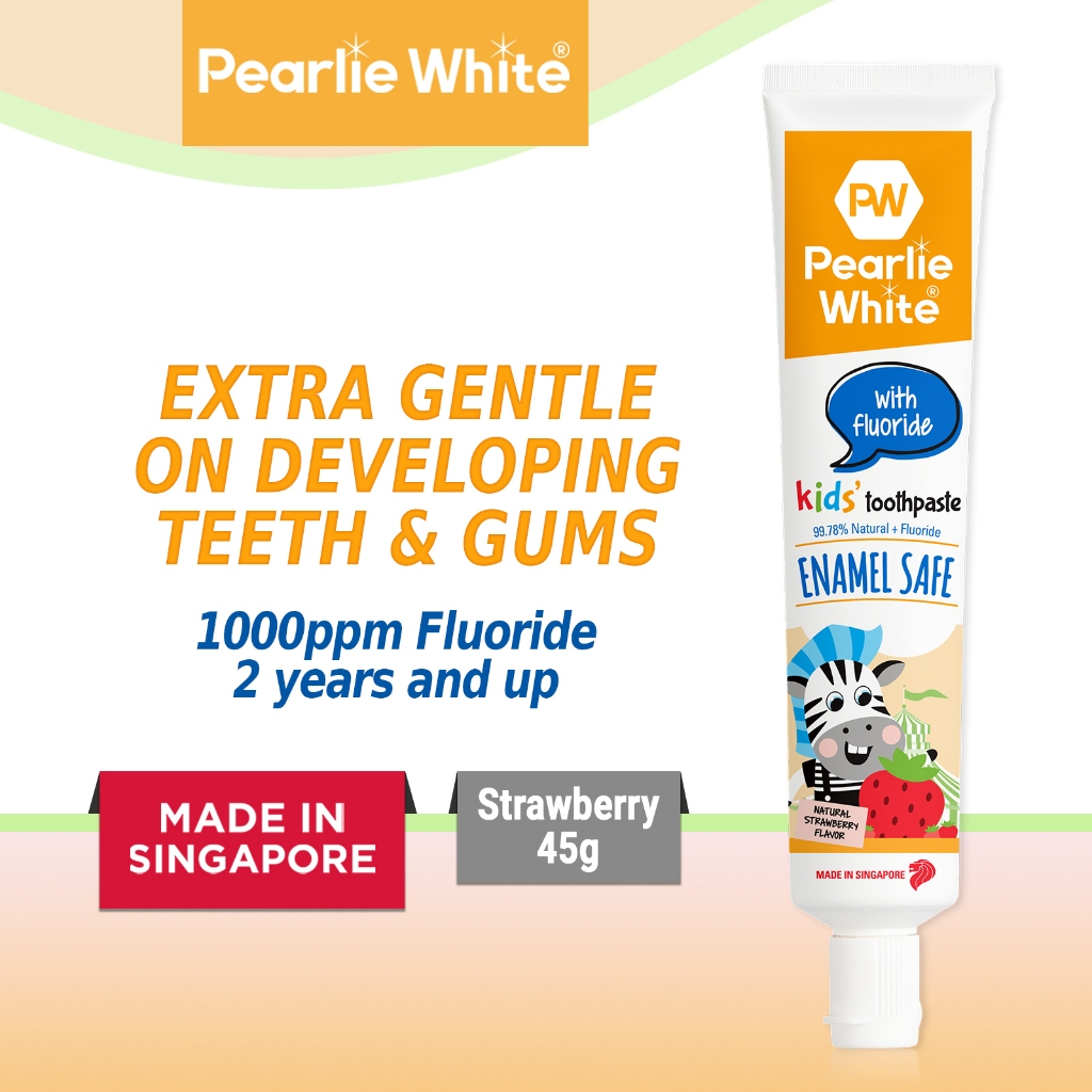 Pearlie White Enamel Safe Kids’ Fluoride Strawberry Toothpaste 45g ...