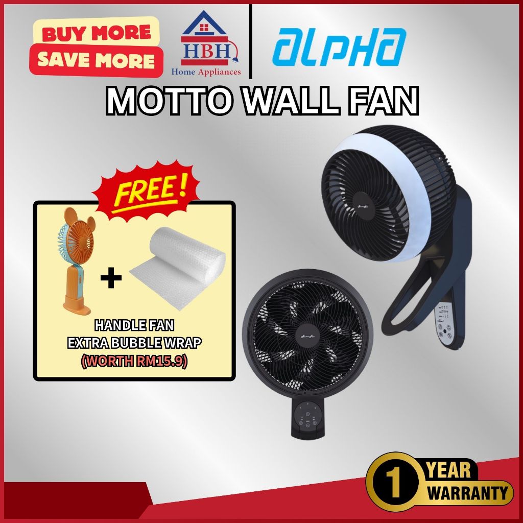 (Free Shipping) Alpha MOTTO WALL FAN WF360 | 360 Head Oscillation | 3 ...