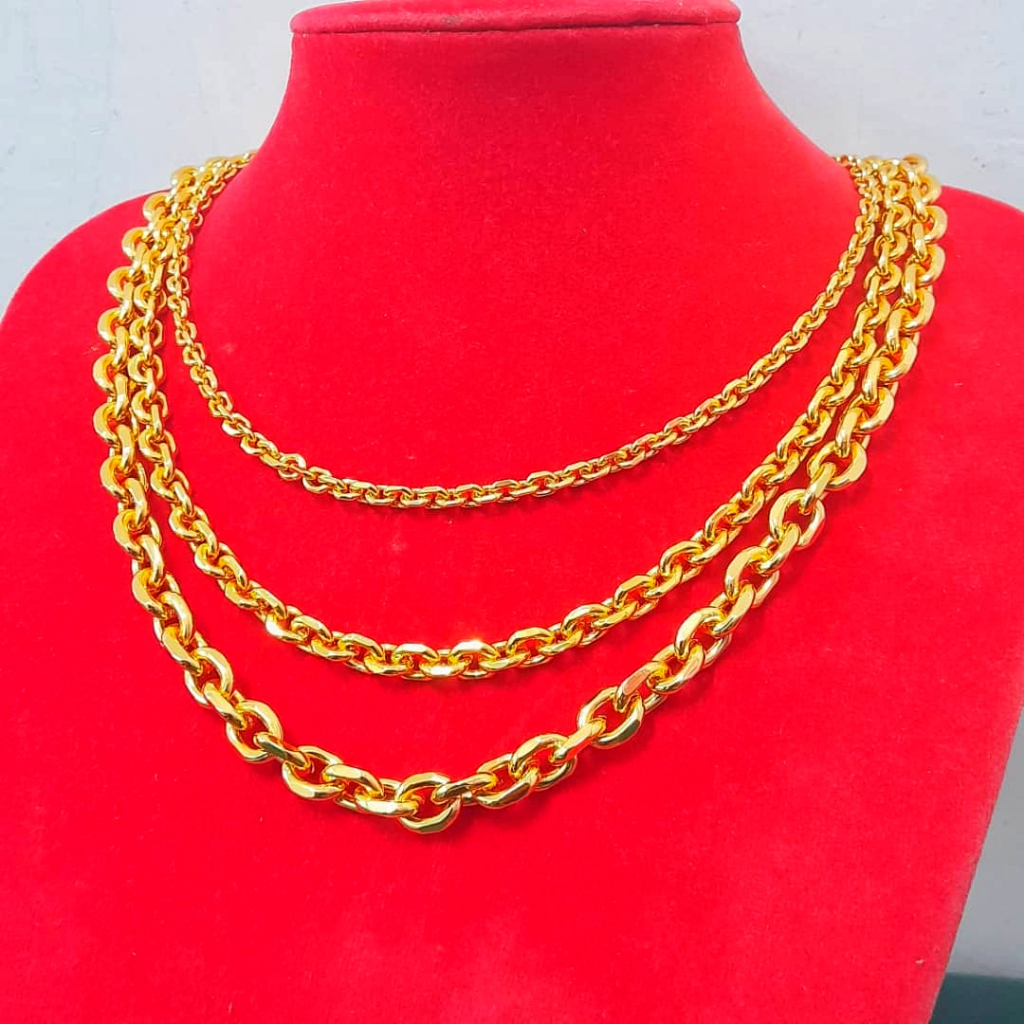 Premium 50cm Cop 916 4mm 6mm 8mm Wide 24K Gold Plated Anchor Unisex ...
