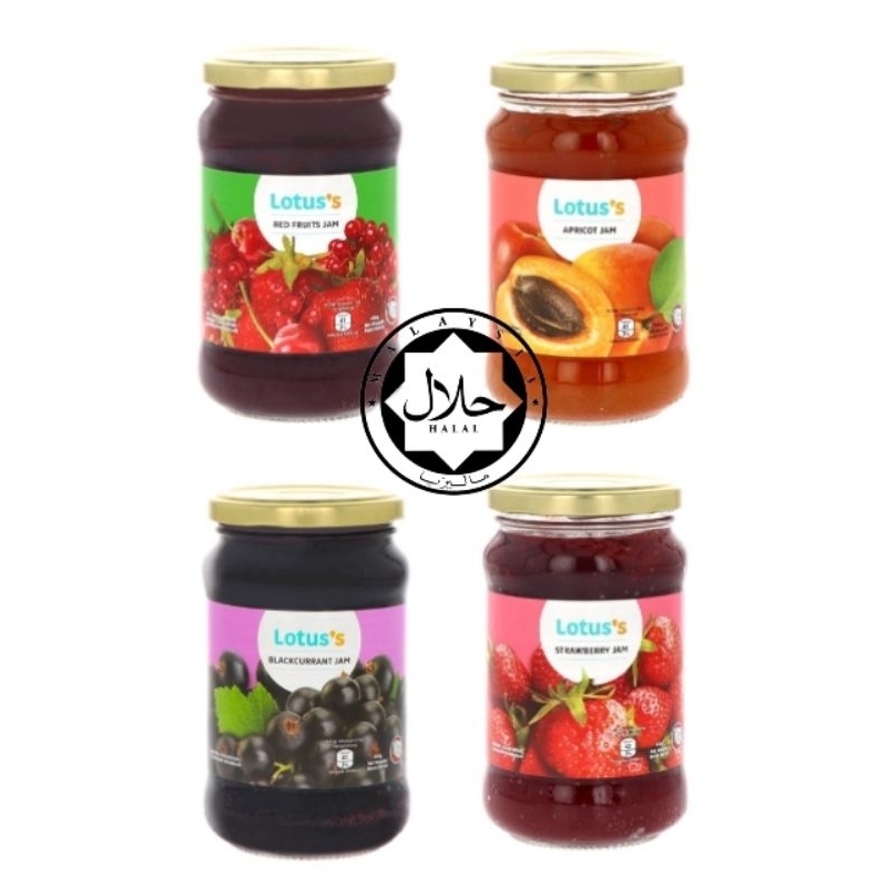 LOTUS HALAL Jam Strawberry | Apricot | Blackcurrant | Red Fruit 430g ...