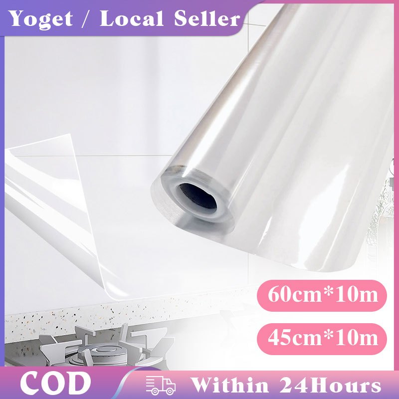 60cmx10m Transparent Kitchen Anti-Oil Sticker / Adhesive-Free Static ...