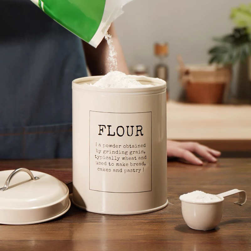 COFFEE TEA SUGAR Flour Powder Cookies Enamel Tin Dry Food Storage ...