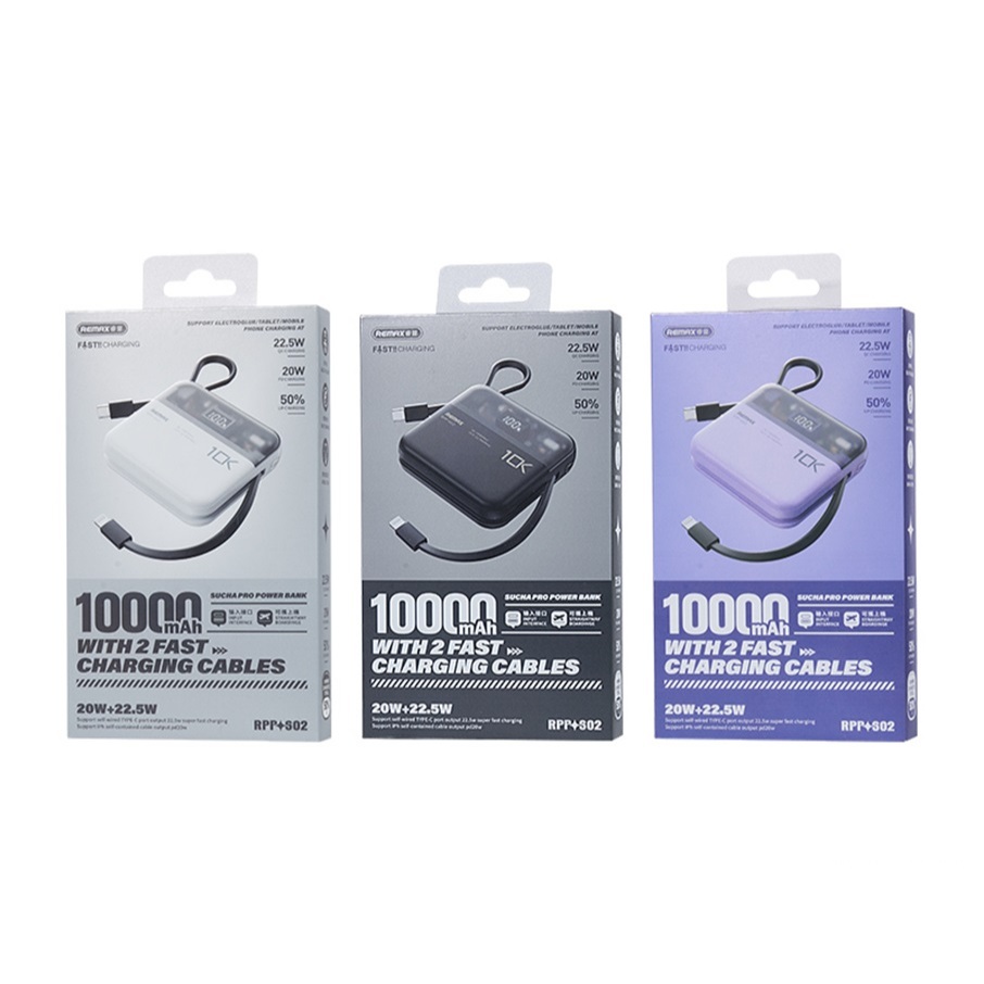 ORIGINAL Remax RPP-602 10000mAh Powerbank Remax, 22.5W Built In Cable ...