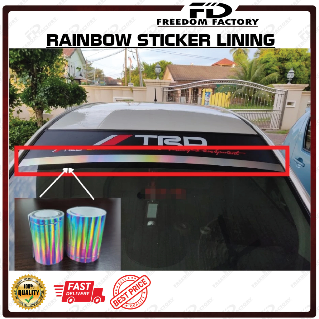 windscreen lining rainbow sticker ( plain ) 4cm x 52 inch | Shopee Malaysia