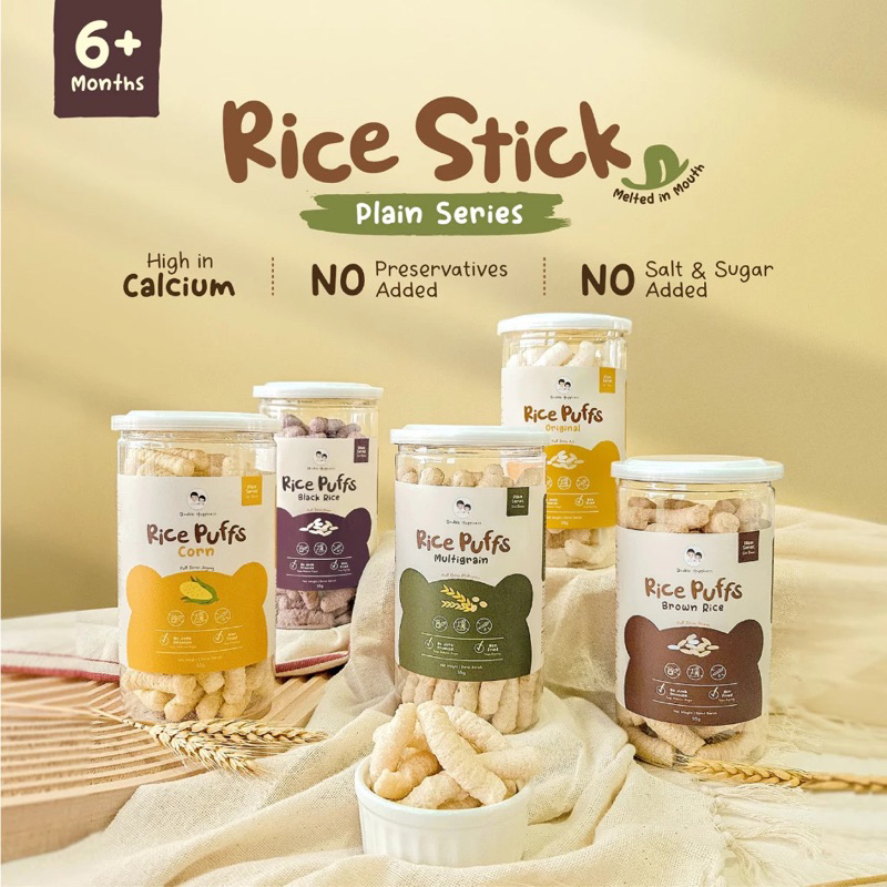 Double Happiness Rice Stick (Plain Series) 6m+ and Rice Puffs ...
