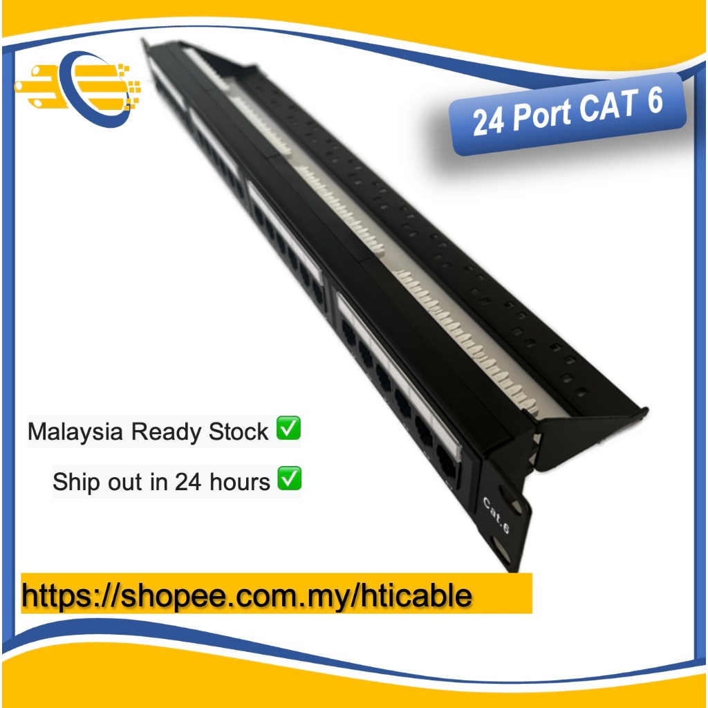 Network Ethernet UTP CAT 6 Patch Panel 1U-24 Ports c/w Rear Cable ...