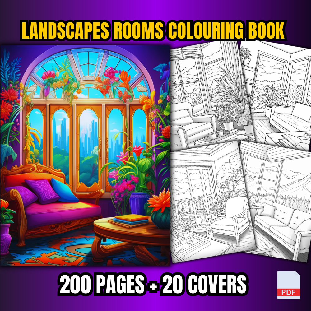 [PDF] 200 Pages Landscapes Rooms Colouring Book For Adults | Shopee ...