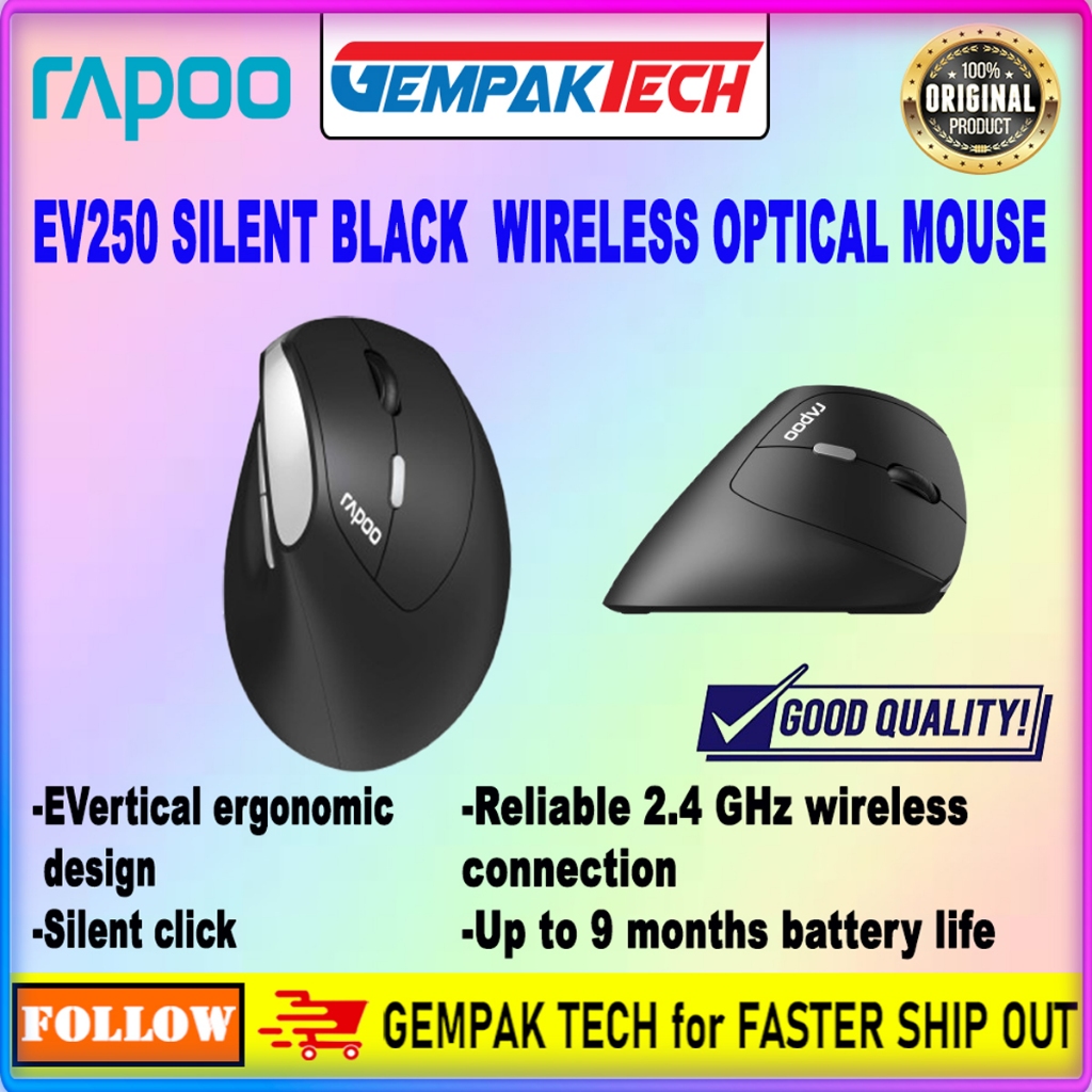 RAPOO EV250 SILENT BLACK WIRELESS OPTICAL MOUSE | Shopee Malaysia