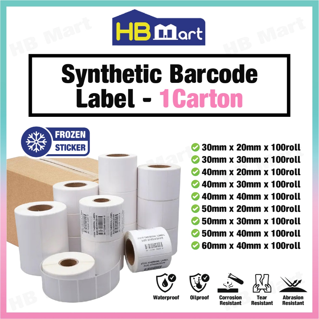 1 Carton Waterproof Synthetic Barcode Label Stickers Kalis Air High ...