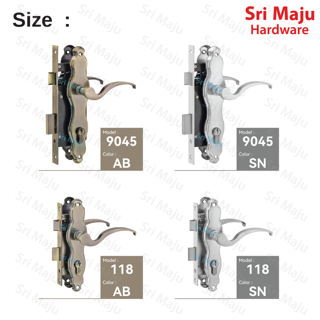 MAJU 9045 Hulu 118 AB SN Grill Door Lock Handle Set Entrance Gate Lock ...
