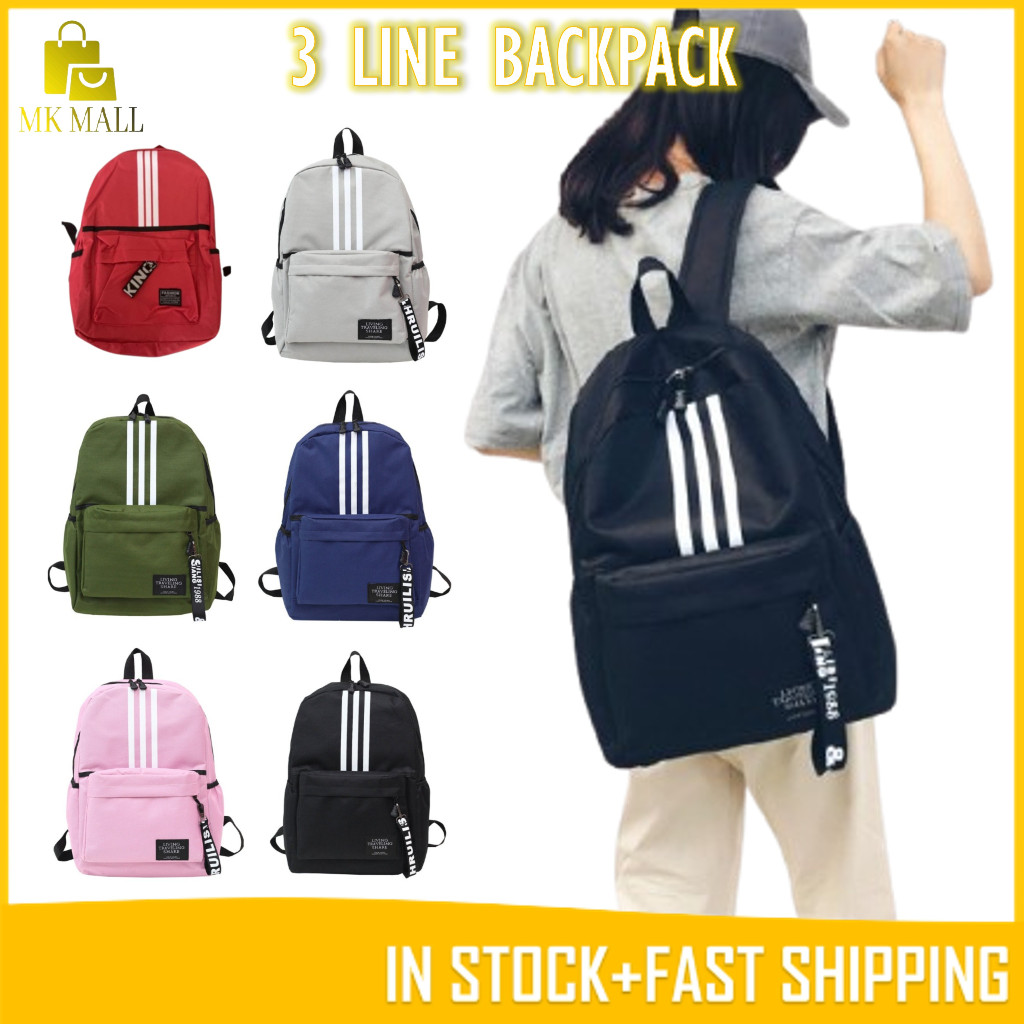 MKMALL backpack 3 Line color backpack travel backpack school bag ...