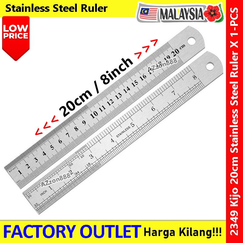 Kijo Stainless Steel Ruler 20cm 8inch Pembaris Besi #铁尺 #Kijo #2349 # ...